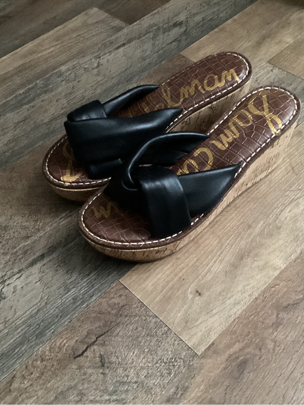 Sam Edelman Black leather Knotted Slide Sandals